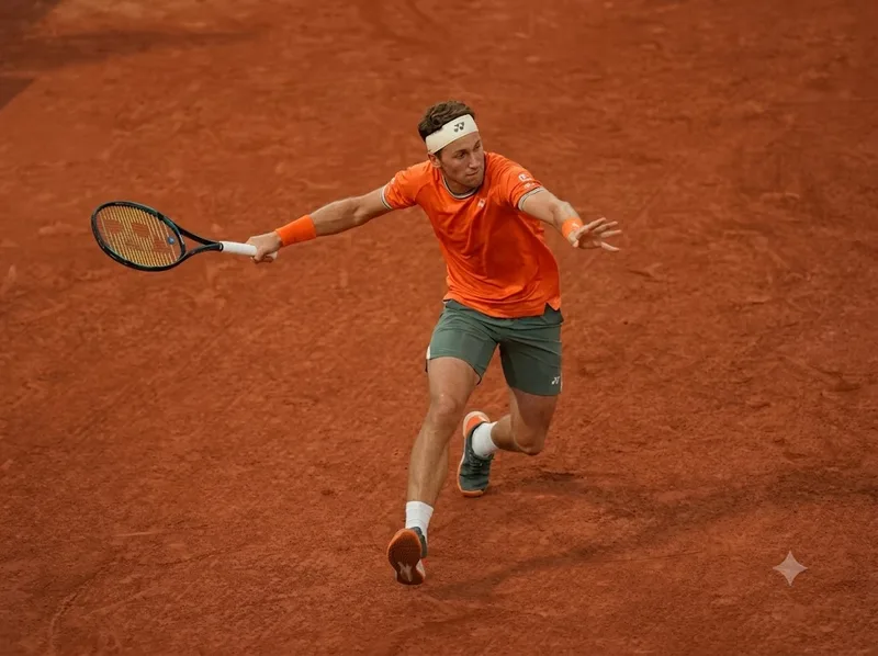 Cú thuận tay topspin là vũ khí nổi bật của Casper Ruud trên sân đất nện